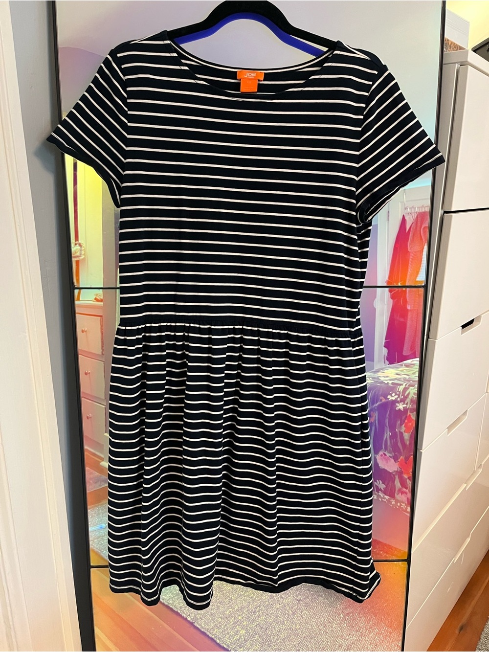 Joe Fresh Navy/White Striped Dress